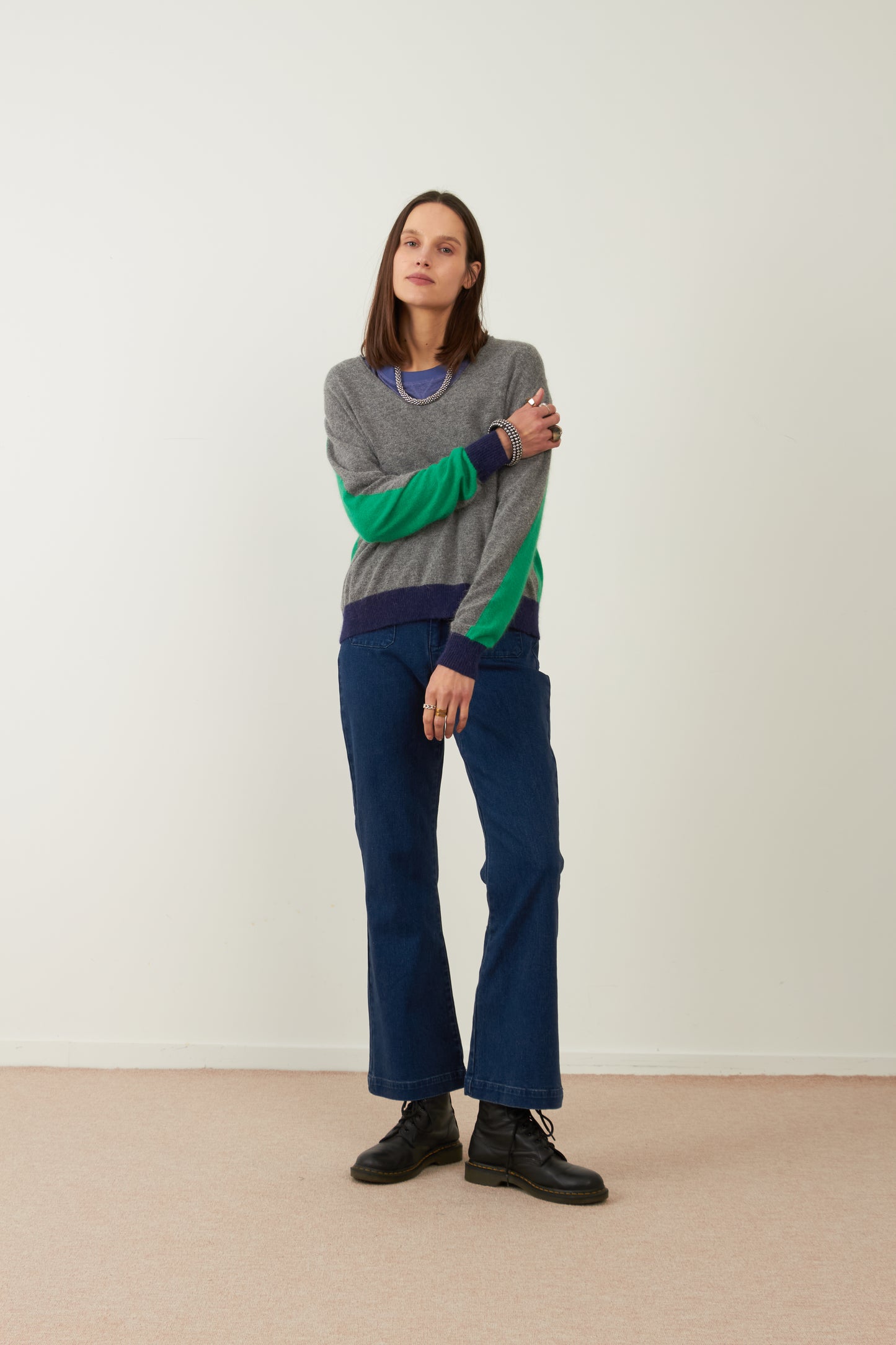 Pull angora tricolore Lysea - Gris