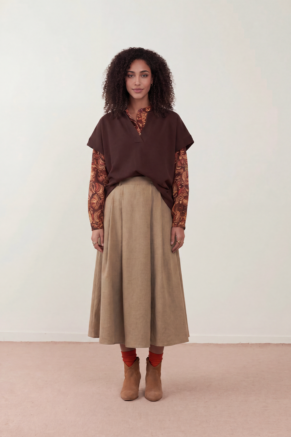 Jupe midi/longue Melia - Beige