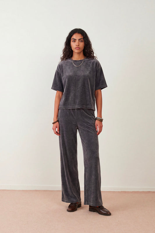Top velours Softly - Gris