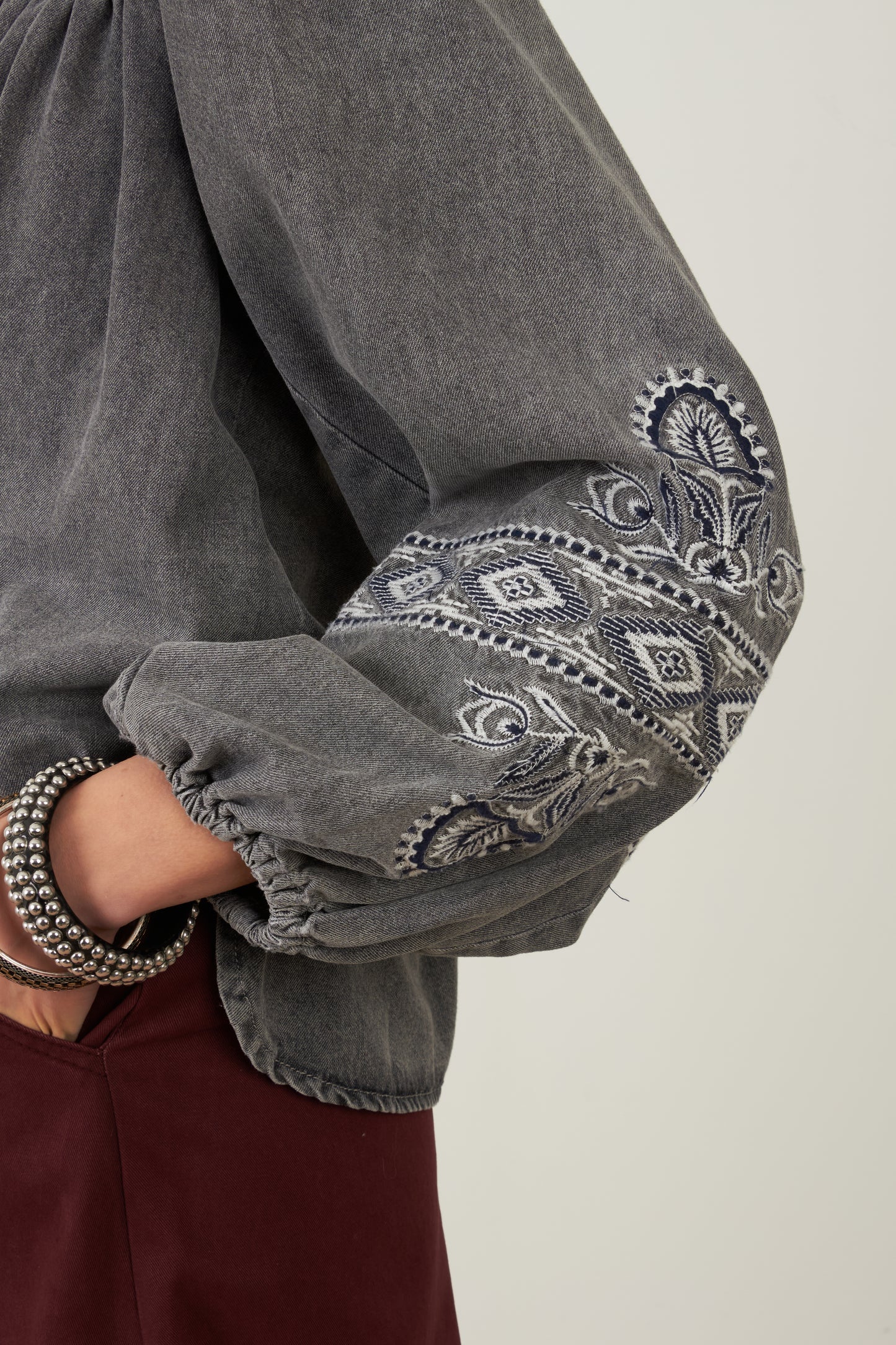 Chemise en coton Yaffa - Denim gris