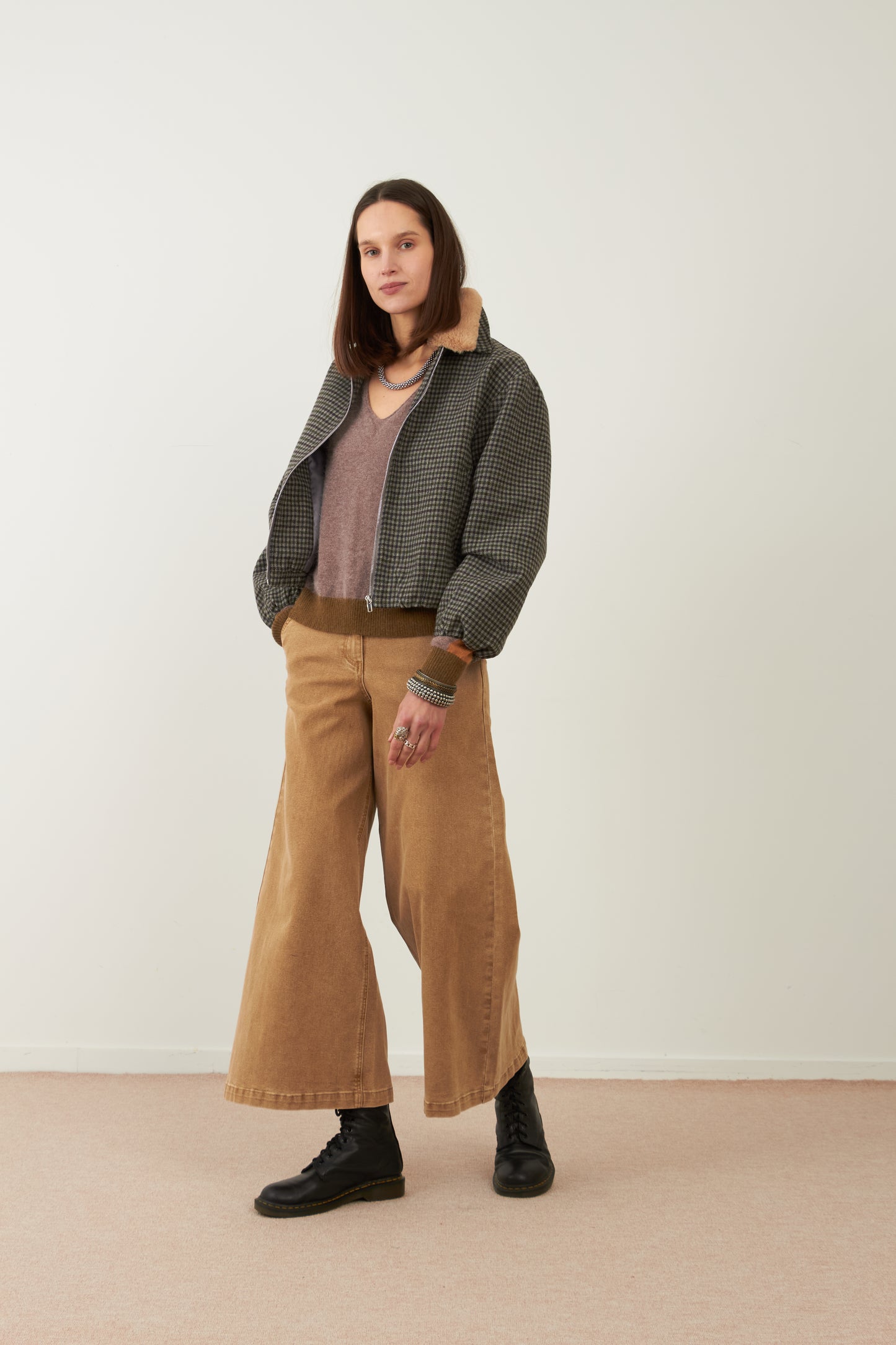 Blouson en laine Campus - Pied de poule gris