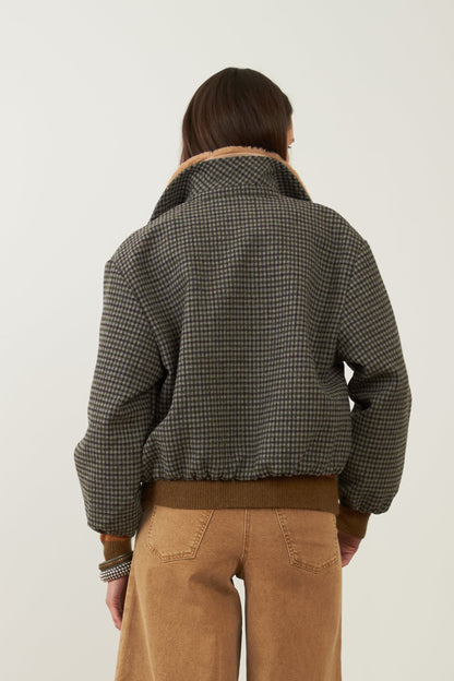 Blouson en laine Campus - Pied de poule gris