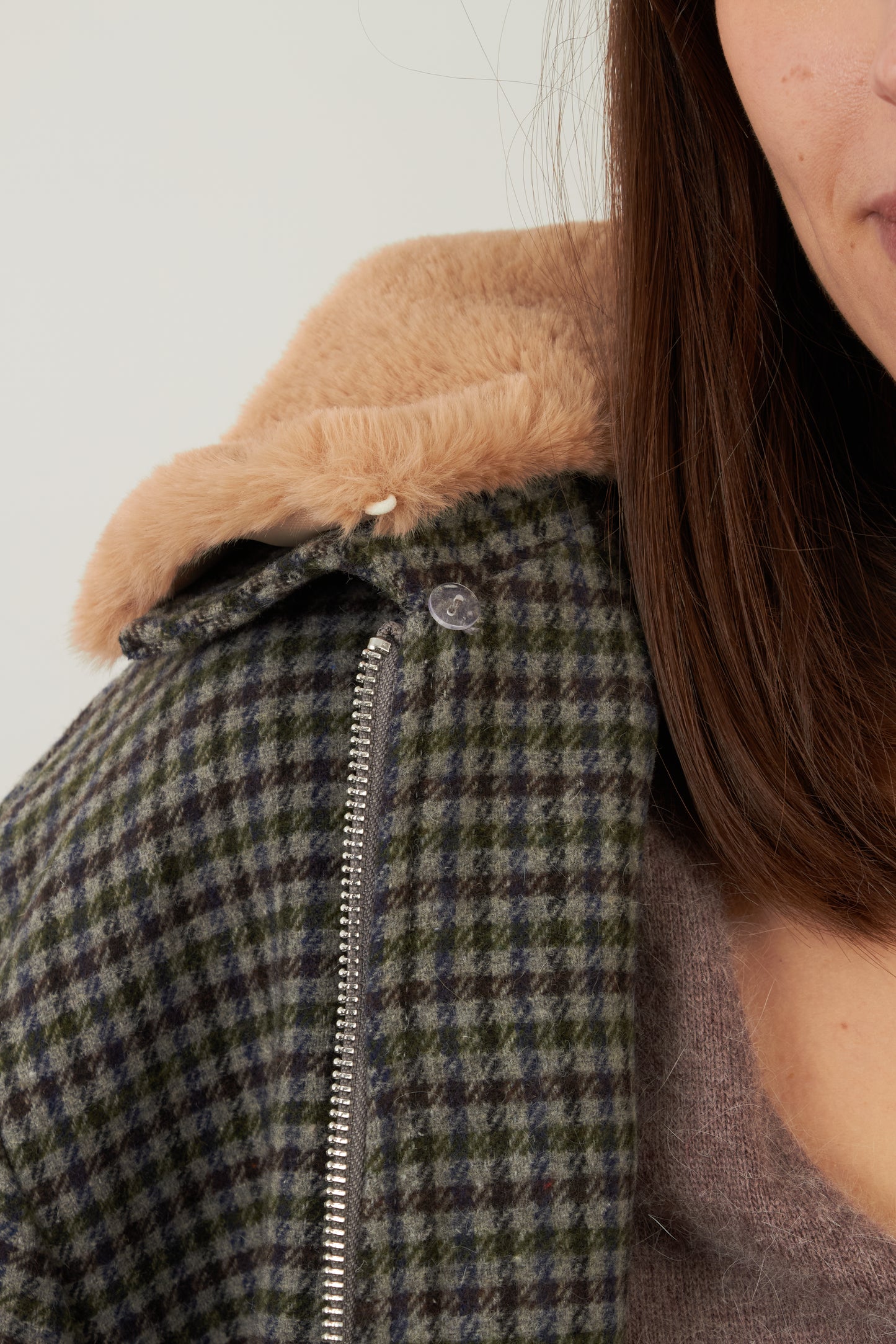 Blouson en laine Campus - Pied de poule gris
