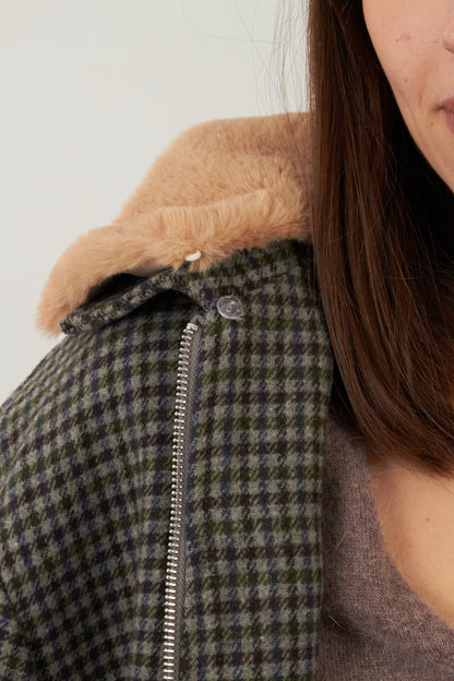 Blouson en laine Campus - Pied de poule gris