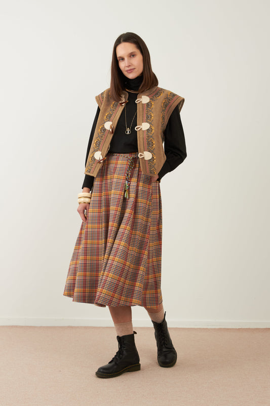 Jupe midi/longue tartan Melia - Carreaux rouges