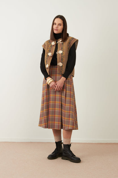 Jupe midi/longue tartan Melia - Carreaux rouges