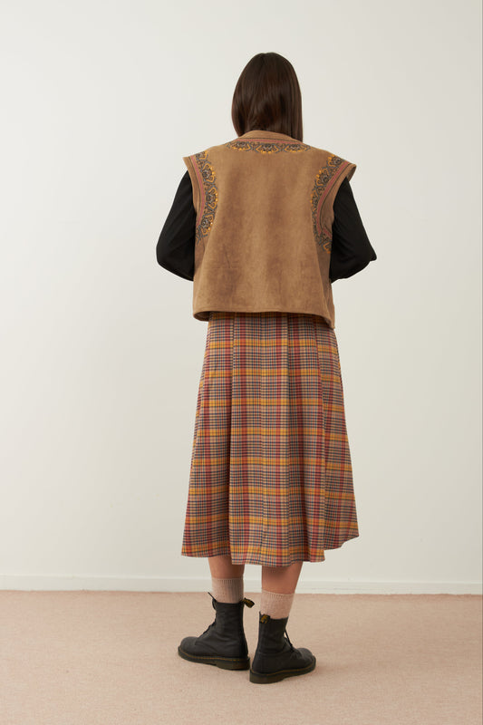 Jupe midi/longue tartan Melia - Carreaux rouges