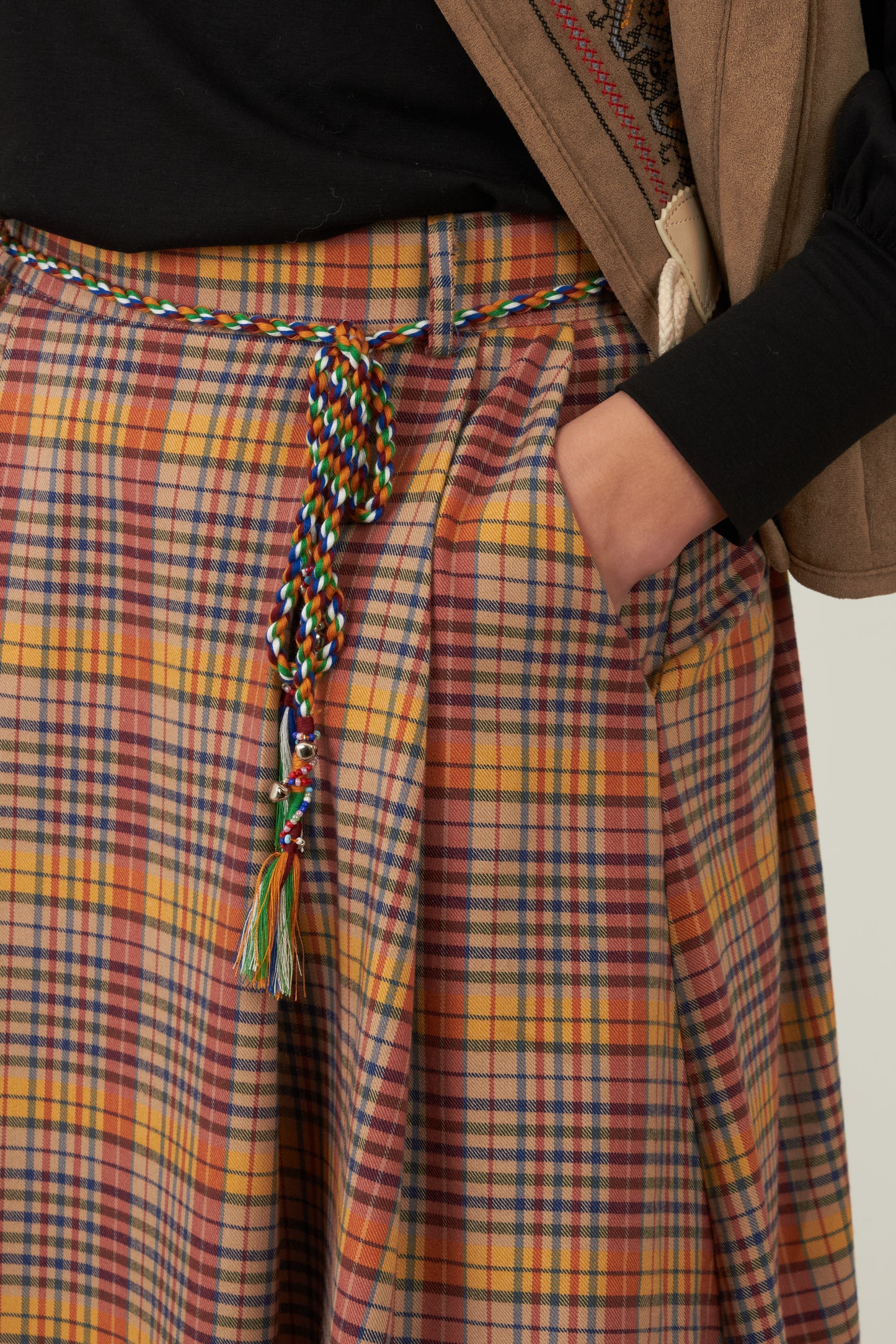 Jupe midi/longue tartan Melia - Carreaux rouges