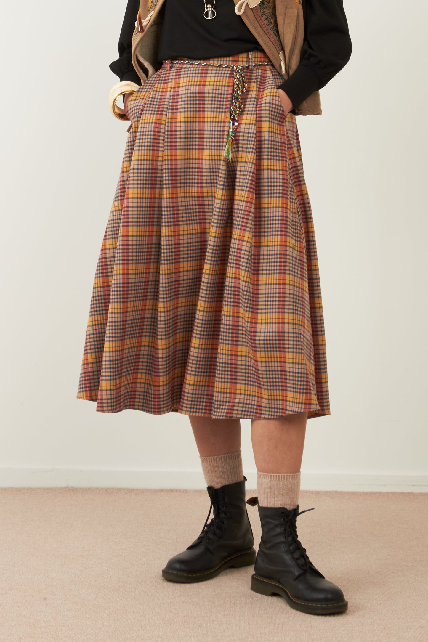 Jupe midi/longue tartan Melia - Carreaux rouges