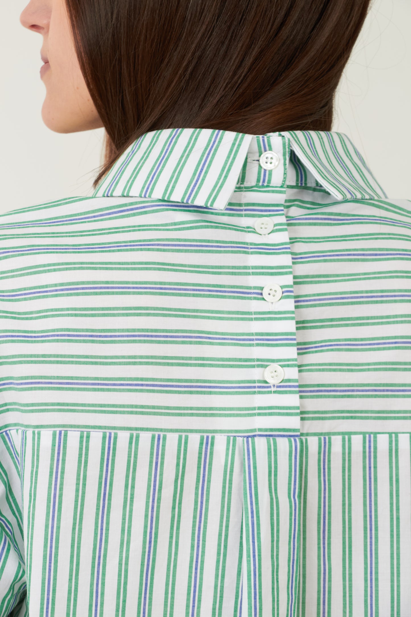 Chemise en coton crop Iconic - Rayures vertes