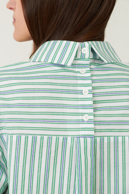 Chemise en coton crop Iconic - Rayures vertes