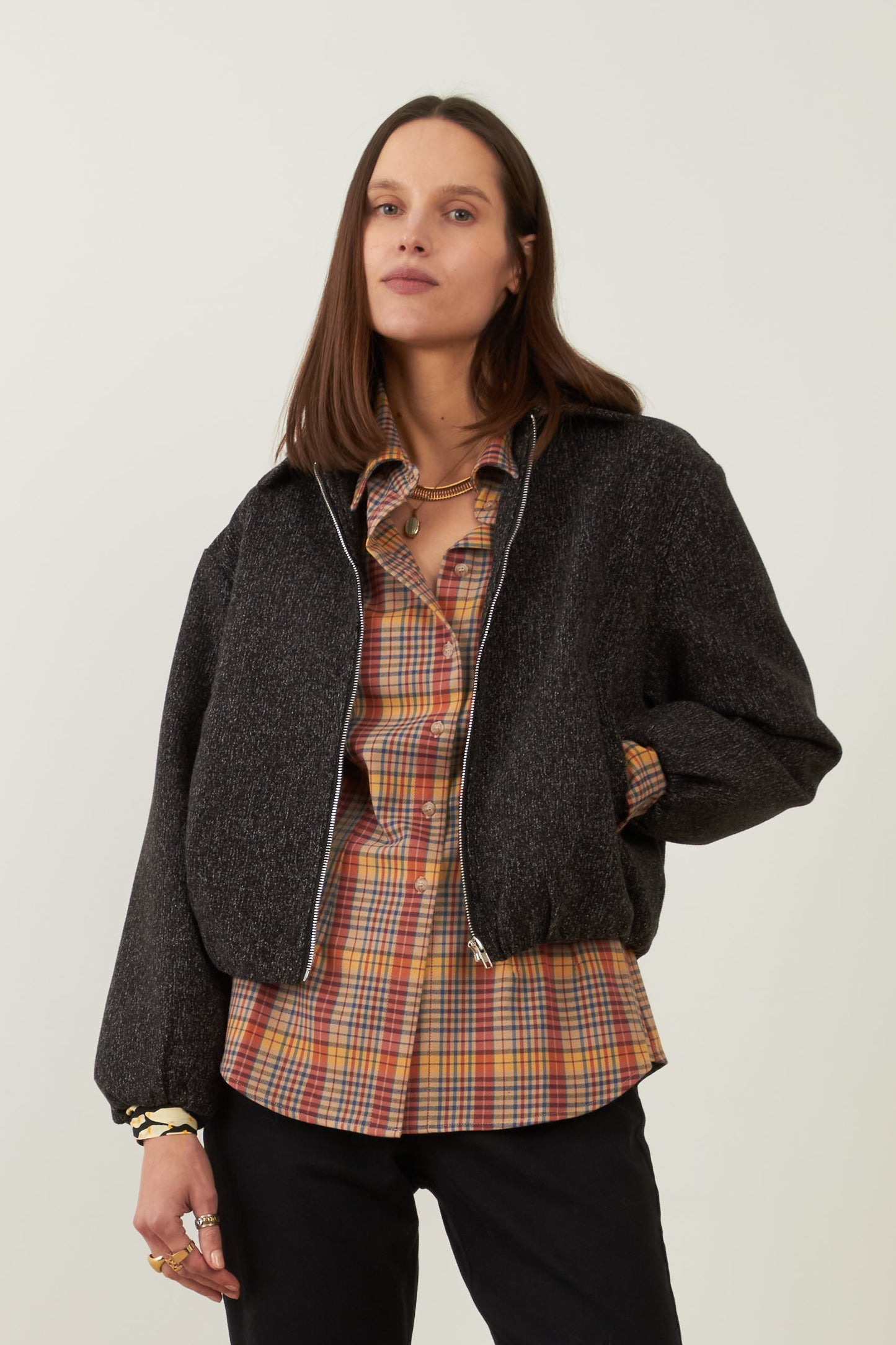 Blouson en laine Campus - Noir