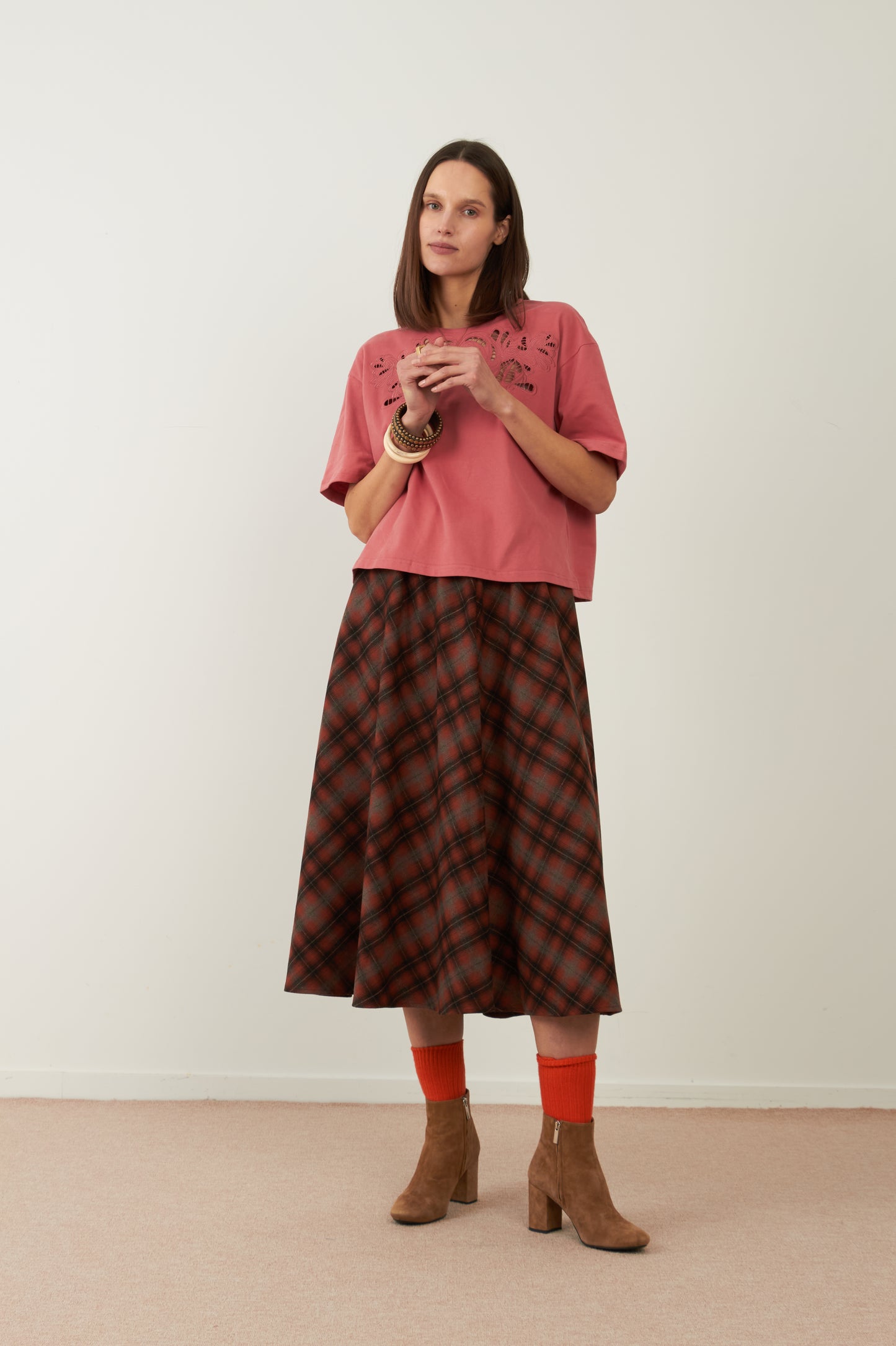 T-shirt ajouré en coton Softly - Rose