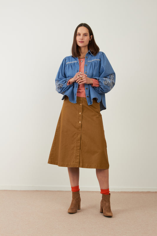 Chemise en coton Yaffa - Denim bleu