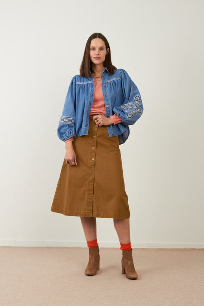 Chemise en coton Yaffa - Denim bleu