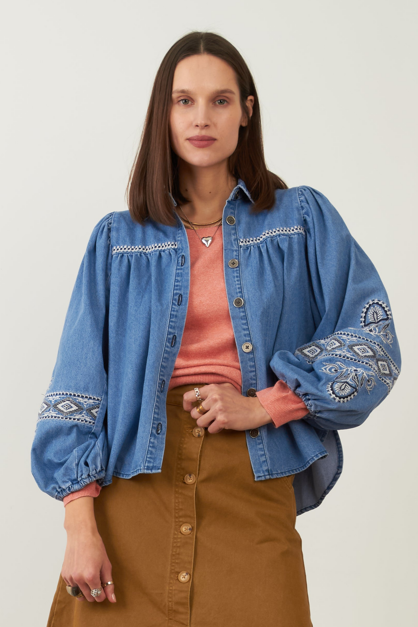 Chemise en coton Yaffa - Denim bleu