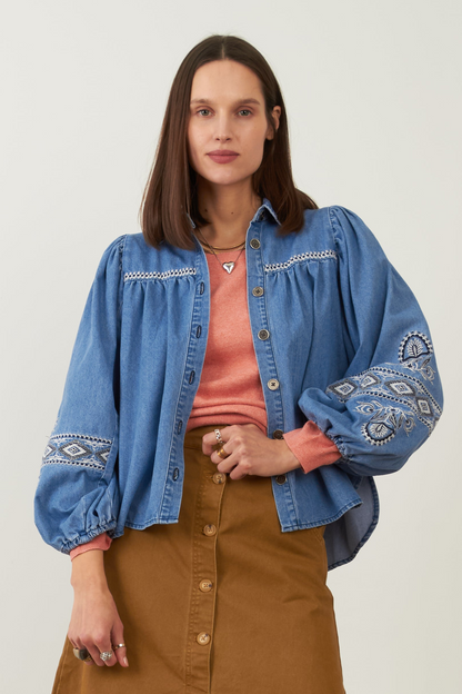 Chemise en coton Yaffa - Denim bleu