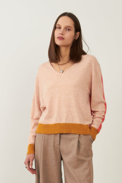 Pull angora tricolore Lysea - Beige