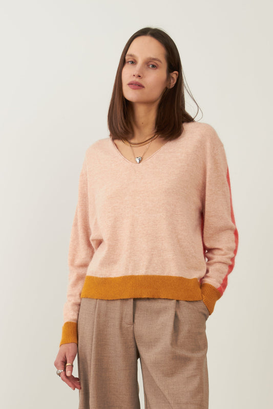 Pull angora tricolore Lysea - Beige