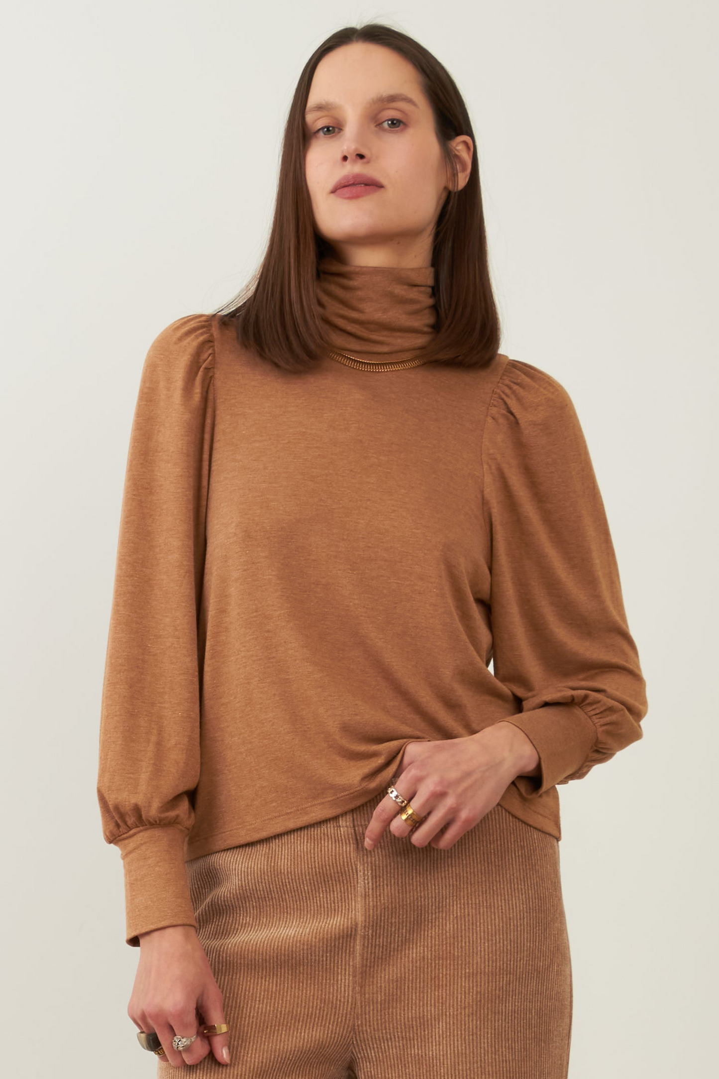 Pull col roulé Elycia - Camel
