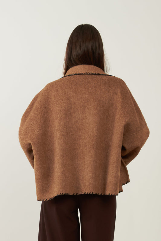 Veste plaid en laine Totem - Camel