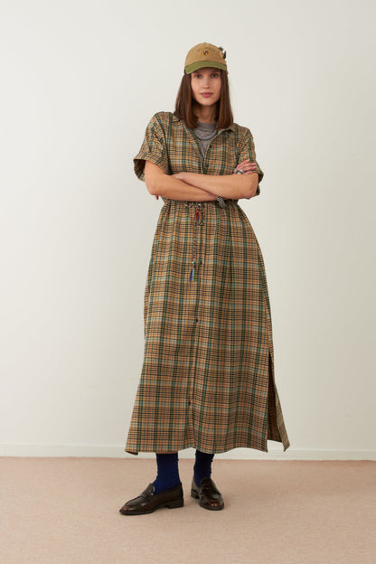 Robe longue Marmara - Carreaux verts