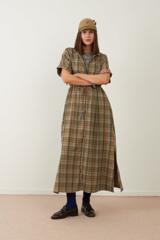 Robe longue Marmara - Carreaux verts