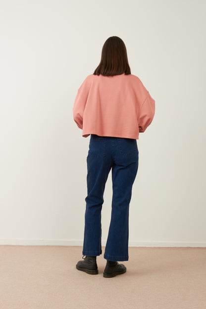 Sweat brodé en coton Idole - Blush