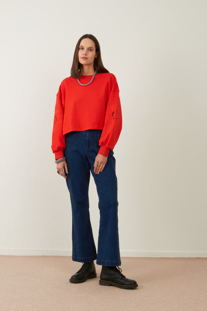 Sweat brodé en coton Idole - Rouge