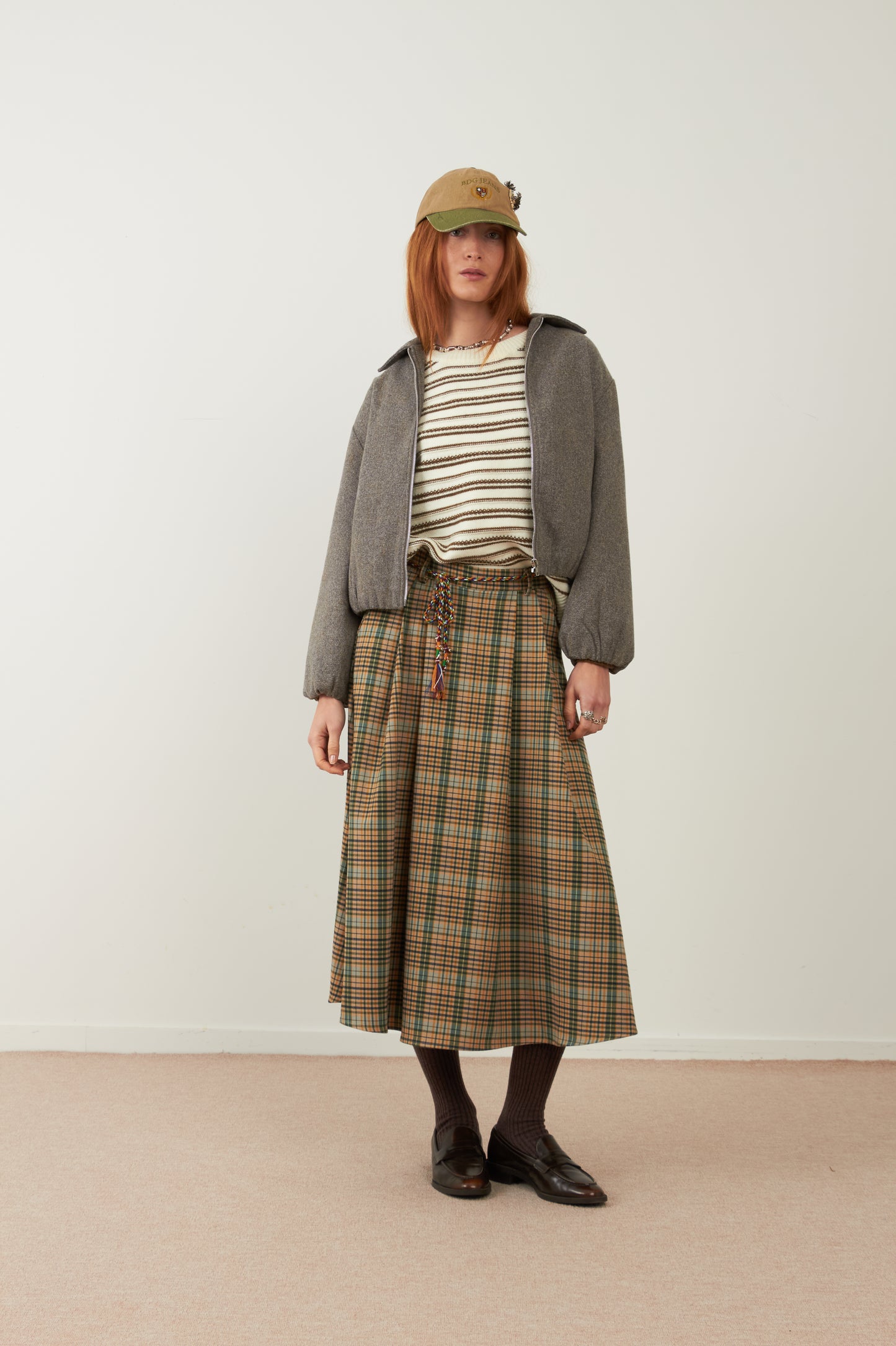 Jupe midi/longue tartan Melia - Carreaux verts