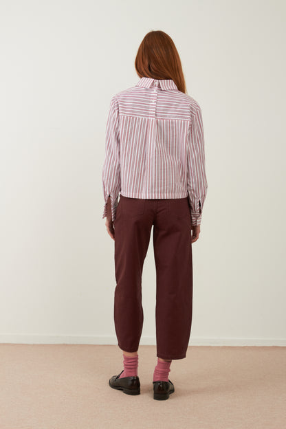 Chemise en coton crop Iconic - Rayures rouges