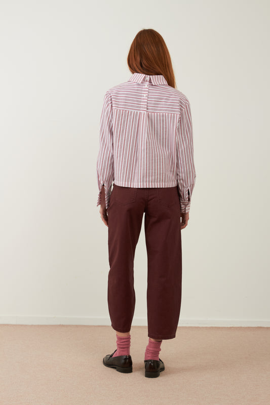 Chemise en coton crop Iconic - Rayures rouges