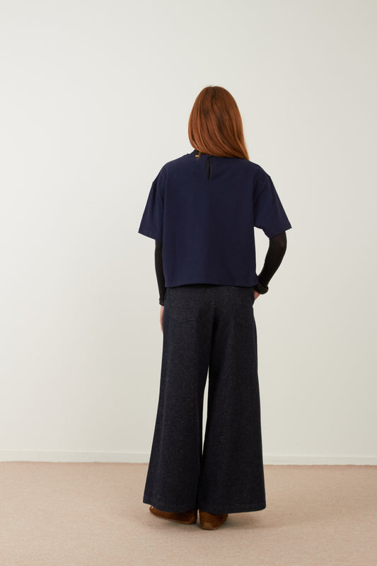 T-shirt ajouré en coton Softly - Marine