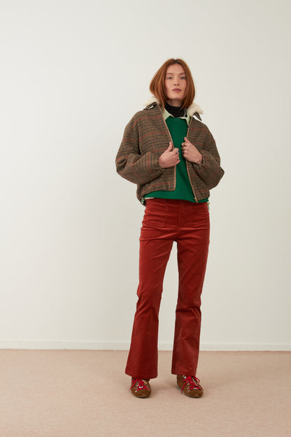 Blouson en laine Campus - Pied de poule chocolat