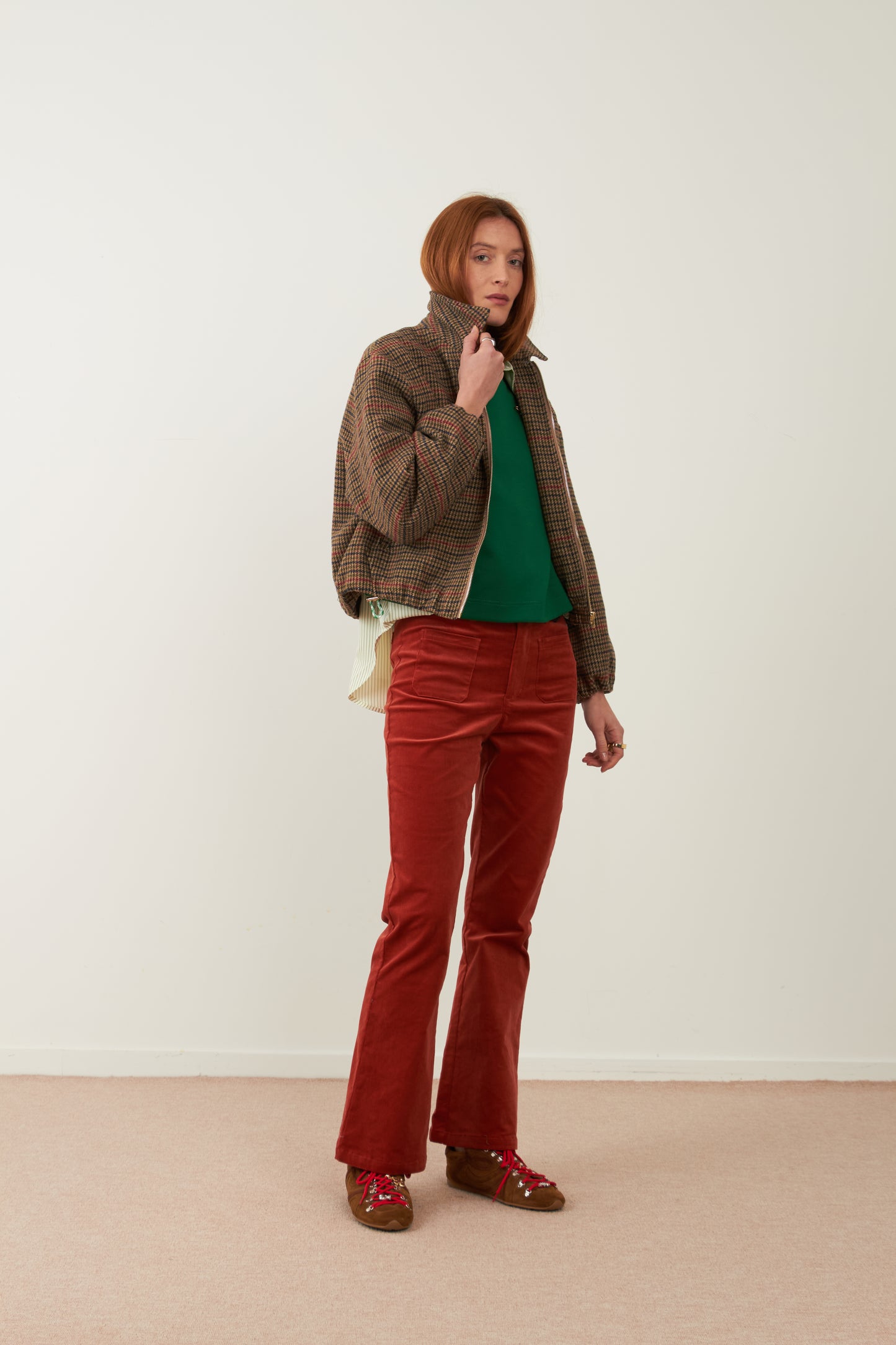 Blouson en laine Campus - Pied de poule chocolat