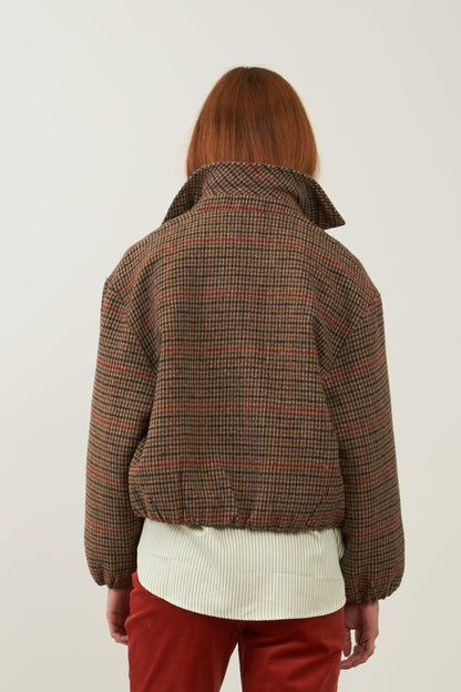 Blouson en laine Campus - Pied de poule chocolat