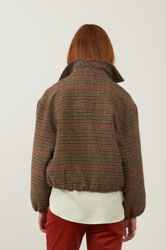 Blouson en laine Campus - Pied de poule chocolat
