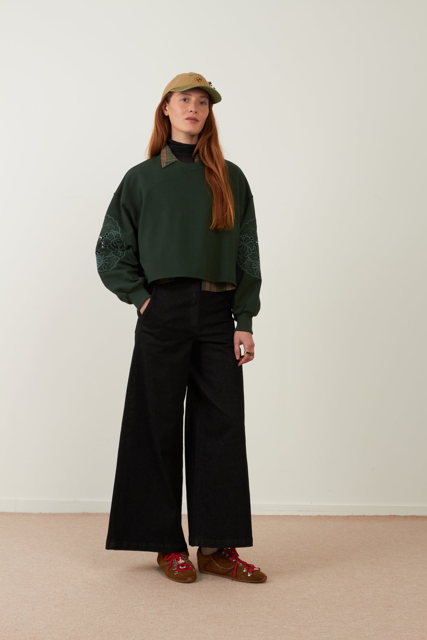 Sweat brodé en coton Idole - Vert