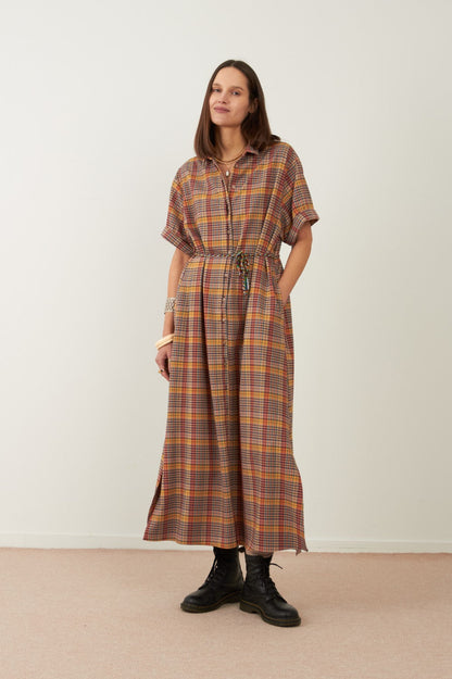 Robe longue Marmara - Carreaux rouges
