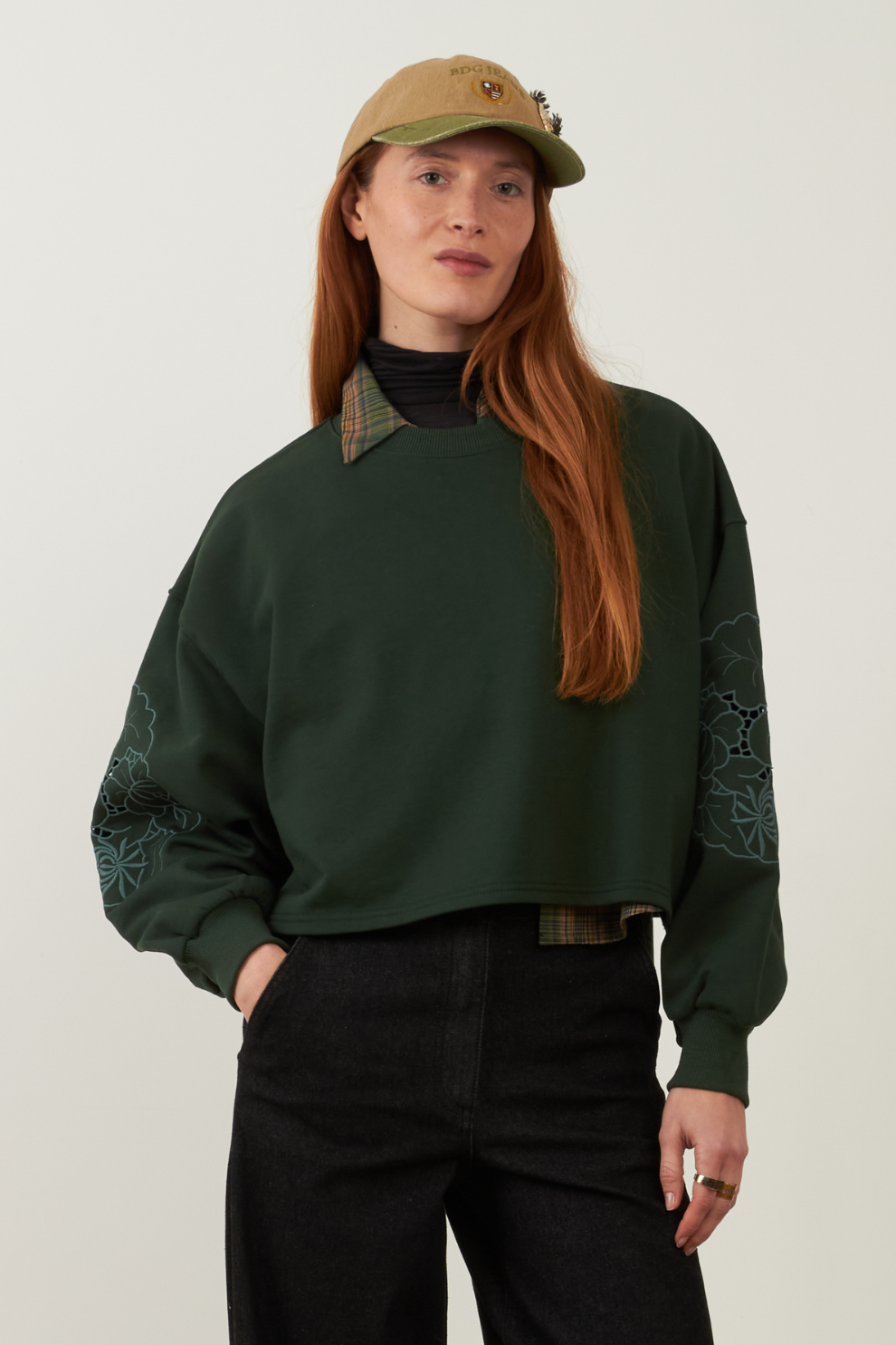 Sweat brodé en coton Idole - Vert