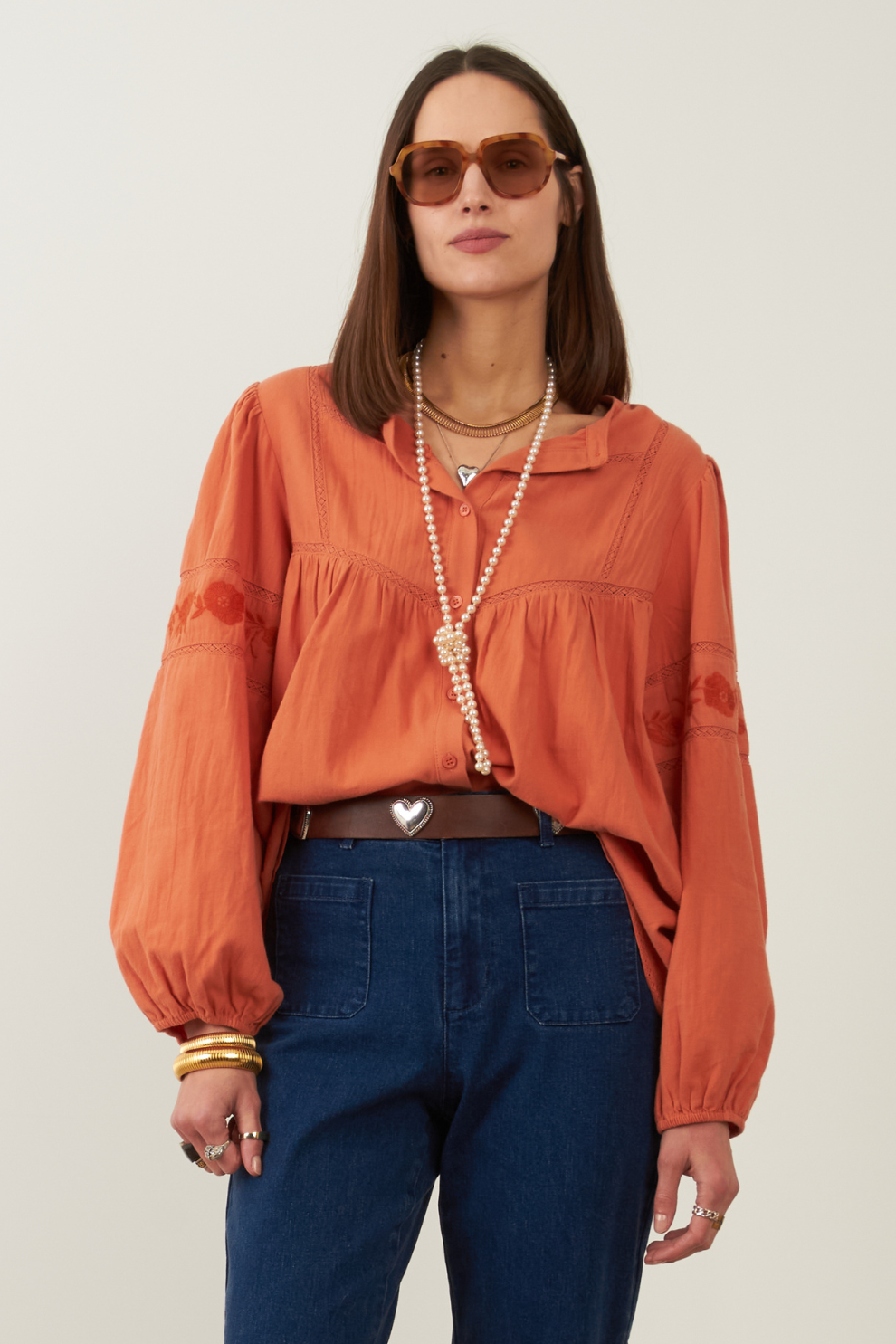 Blouse en coton Betsy - Corail