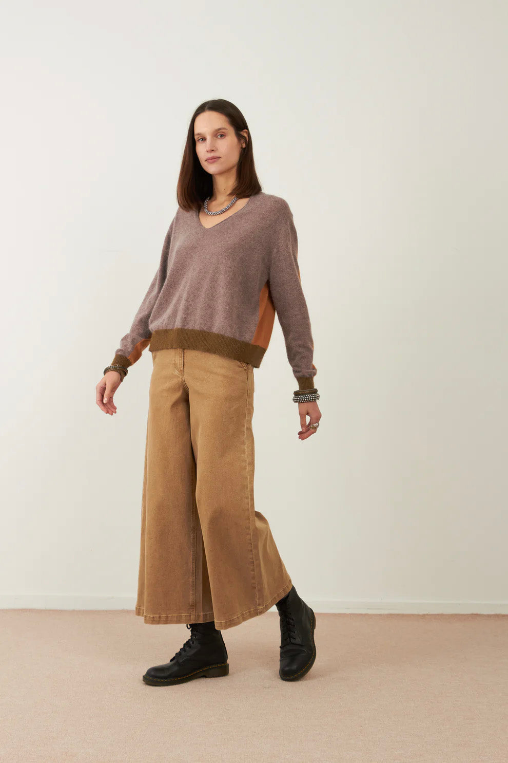 Pull angora tricolore Lysea - Taupe