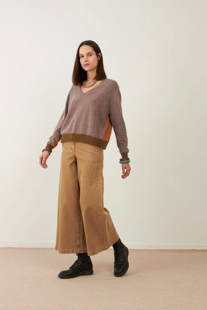 Pull angora tricolore Lysea - Taupe