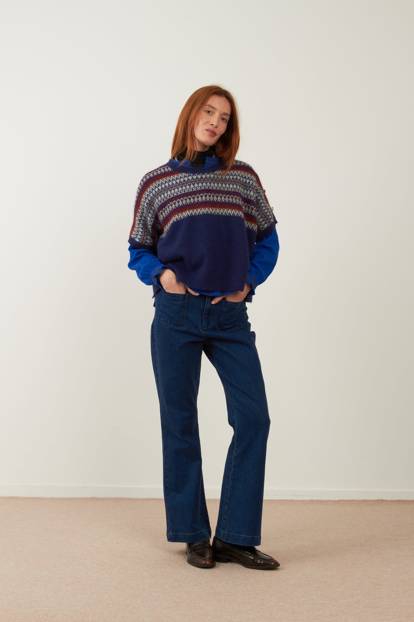 Pull angora jacquard Noelie - Marine