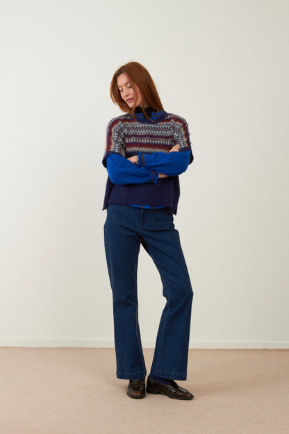 Pull angora jacquard Noelie - Marine