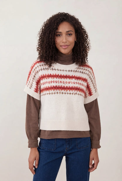 Pull angora jacquard Noelie - Ecru