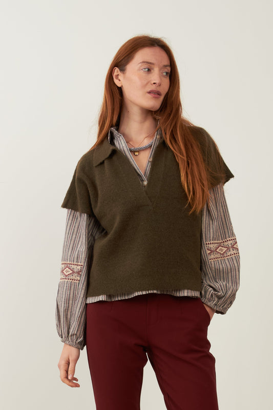 Pull manches courtes Motel - Kaki