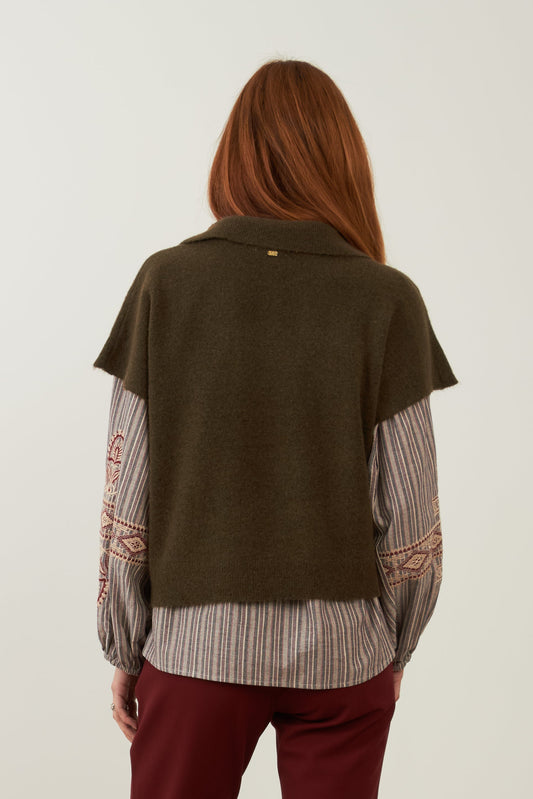 Pull manches courtes Motel - Kaki