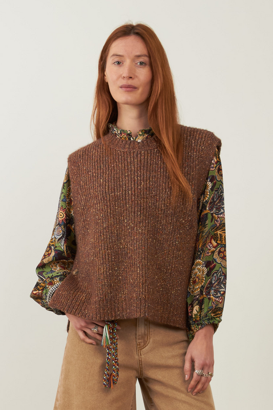 Pull sans manches Podium - Marron fil kaki