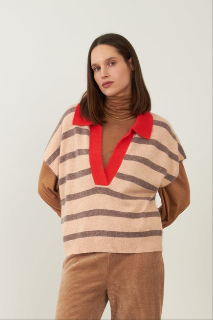 Pull manches courtes angora Motel - Rayures